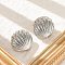 Brass Hoop Earrings for Women, Shell Shape, Platinum, 23x15mm