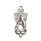 Brass Micro Pave Clear Cubic Zirconia Interlocking Clasps, Cadmium Free & Nickel Free & Lead Free, Flower, Platinum, 26mm, Hole: 1.4mm and 1.5mm