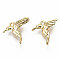 Brass Pendants, Nickel Free, Bird, Real 18K Gold Plated, 16x17x5mm, Hole: 1.2mm