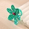 Adjustable Alloy Flower Finger Rings for Women, Turquoise, Flower: 43x42mm, Inner Diameter: 17mm