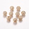 Brass Cubic Zirconia Beads, Round, Golden, 8mm, Hole: 1.5mm