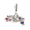 Rack Plating Alloy Rhinestone European Dangle Charms, Large Hole Forever Heart & Boy & Girl Pendants, Cadmium Free & Nickel Free & Lead Free, Platinum, 30mm, Hole: 5mm
