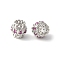 Brass Micro Pave Cubic Zirconia European Beads, Barrel, Rack Plating, Lasting Plated, Cadmium Free & Lead Free, Medium Violet Red, 8x7.5mm, Hole: 4mm