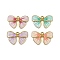 304 Stainless Steel Enamel Pendants, Bowknot Charm, Ion Plating(IP), Real 18K Gold Plated, Mixed Color, 16.5x25.5x2.5mm, Hole: 1.8mm