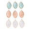 Crackle Glass Pendants, with Golden Tone Brass Findings, Faceted, Oval, Mixed Color, 41.5x23.5x7mm, Hole: 2mm