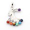 Vintage Chakra Jewelry Gemstone Pendants, with Alloy Findings, Dancer, Platinum, 37x28x4mm, Hole: 5x8mm