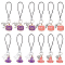12Pcs 4 Style Alloy Enamel Charm Mobile Straps, Polyester Cord Mobile Accessories Decoration, Pumpkin & Bat/Witch/Magic Hat/Cat, Antique Silver & Golden, 7.8~8.5cm, 3pcs/style