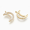 Brass Micro Pave Cubic Zirconia Charms, Moon, Nickel Free, Real 18K Gold Plated, 12x8x1.5mm, Hole: 1mm