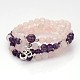 Персонализированные двойного назначения круглые шарики Gemstone 4-слой стретч браслеты ожерелья / BJEW-JB01906-01-1