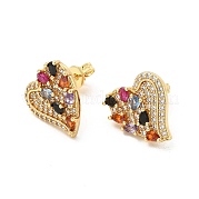 Серьги-гвоздики в форме сердца из кубического циркония EJEW-E273-10G