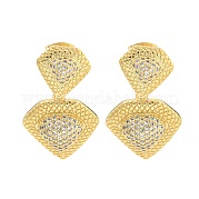 Серьги-гвоздики из латуни с прозрачным фианитом и подвесками EJEW-M258-28G