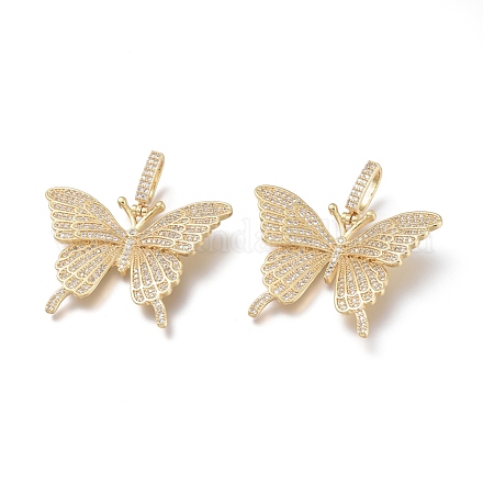 Латунные микропаве прозрачные подвески с фианитом KK-O127-28G-1