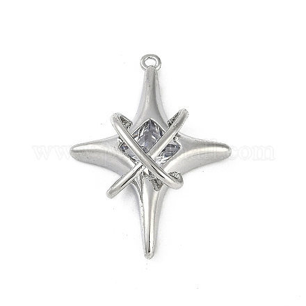 Латунные микропаве прозрачные подвески с фианитом KK-Z078-30P-1
