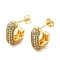 Brass Micro Pave Clear Cubic Zirconia Stud Earrings for Women, Letter J, Real 16K Gold Plated, 16.5x5mm