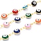Handmade Golden Brass Enamel Link Chains, with Spool, Soldered, Long-Lasting Plated, Flat Round with Evil Eye , Colorful, 12x6.5x4mm, 32.8 Feet(10m)/roll