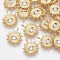 Brass Cubic Zirconia Pendants, for DIY Jewelry Making, Nickel Free, Sun with Eye, Clear, Real 18K Gold Plated, 17x15.5x3mm, Hole: 1.2mm
