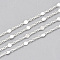 Brass Link Chains, Cable Chains, with Spool, Soldered, Cadmium Free & Nickel Free & Lead Free, with Flat Round Link, Silver, 1.5x1x0.3mm, about 32.8 Feet(10m)/roll
