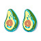 Translucent Acrylic Pendants, 3D Printed, Avocado, Cyan, 34.5x21.5x3mm, Hole: 1.2mm