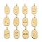 Brass Pendants, Long-Lasting Plated, Oval with Constellation, Real 18K Gold Plated, 12 Constellations, 24x12.5x2mm, Hole: 3.5x1.5mm