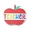 Teachers' Day Double-sided Printed Acrylic Pendants, Apple, 35x37x2mm, Hole: 1.6mm