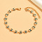 Bohemian Style Brass Enamel Butterfly Link Anklets, Golden, Marine Blue, 8-1/4 inch(210mm)