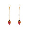 304 Stainless Steel & Pearl Flower Dangle Earrings for Women, Golden