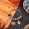 Halloween Alloy Enamel Charm Bracelets, Brass European Style Bracelets for Women, Mixed Shapes, 6-3/4 inch(17.2cm)