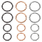 12Pcs 6 Styles Zinc Alloy Spring Gate Rings, Round Ring, Mixed Color, 4~6 Gauge, 33~47x4~5mm, Hole: 25.5~38mm, 2pcs/style