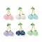 AB Color Opaque Resin Pendants, Waxberry, with Golden Brass Findings, Mixed Color, 46.5x43x15.5mm, Hole: 3mm