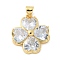 Brass Micro Pave Cubic Zirconia Pendants, Clover, Rack Plating, Long-Lasting Plated, Lead Free & Cadmium Free, Real 18K Gold Plated, 20x18x6mm, Hole: 4x3.5mm