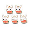 Alloy Enamel Pendants, Cadmium Free & Lead Free, Light Gold, Rabbit, White, 16x11.5x1.5mm, Hole: 1.6mm