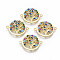 Brass Micro Pave Cubic Zirconia Links Connectors, Cadmium Free & Lead Free, Flat Round with Tree of Life, Colorful, Golden, 15.5x20.5x2.5mm, Hole: 1mm