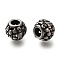 304 Stainless Steel European Beads, Large Hole Beads, Rondelle with Heart, Antique Silver, 10x8.5mm, Hole: 4mm