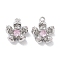 Brass Micro Pave Cubic Zirconia Charms, 5-Petals Flower Charms, Cadmium Free & Nickel Free & Lead Free, Real Platinum Plated, 12.5x11.5x5mm, Hole: 1.2mm