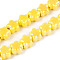 Handmade Porcelain Bead Strands, Plum Blossom, Bright Glazed Porcelain, Gold, 10.5~11x11~11.5x7.5~8mm, Hole: 1.8~2mm, about 32pcs/strand, 13.19 inch(33.5cm)