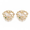 Brass Cubic Zirconia Pendants, Nickel Free, Heart, Real 18K Gold Plated, Clear, 14.5x15x3mm, Hole: 1.2mm