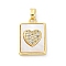 Brass Micro Pave Cubic Zirconia Pendants, Cadmium Free & Lead Free, with Shell, Real 16K Gold Plated, Heart, 19.5x13.5x3.5mm, Hole: 3x5mm