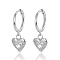 925 Sterling Silver Clear Cubic Zirconia Heart Hoop Earrings, Silver, 20x11x8mm