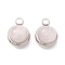 Natural Rose Quartz Charms, with 304 Stainless Steel Findings, Half Round, Stainless Steel Color, 13.5x10x7.5mm, Hole: 2.5mm