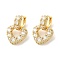 Brass Pave Clear Cubic Zirconia Hoop Earrings for Women, Heart, Real 16K Gold Plated, 21.5x16mm