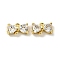 Brass Clear Cubic Zirconia Connector Charms, Cadmium Free & Nickel Free & Lead Free, Bowknot Link, Real 18K Gold Plated, 6.5x10.5x3.5mm, Hole: 1.2mm
