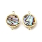 Brass Pave Natural Paua Shell Connector Charms, with Epoxy Resin, Golden, Flat Round, 19.5x14x3.5~4mm, Hole: 1.6mm