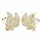 Brass Micro Pave Cubic Zirconia Brooch Findings, For Half Drilled Beads, Butterfly, Nickel Free, Real 18K Gold Plated, Tray: 6mm, 44x37mm, pin: 1mm