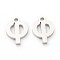 Non-Tarnish 304 Stainless Steel Charms, Greek Alphabet, Stainless Steel Color, Letter.F, 12x9x1.5mm, Hole: 1.5mm