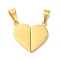 Ion Plating(IP) 304 Stainless Steel Split Pendants, Couple Pendants, Heart Charm, Golden, 23x24.2x3mm, Hole: 9x5.5mm