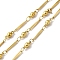 Ion Plating(IP) 304 Stainless Steel Faceted Rectangle Link Chains, with Spool, Soldered, Golden, 13x1x1mm and 8x3.5x3.5mm