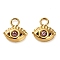 304 Stainless Steel Pendants, with Rhinestone, Golden, Eye, 8x7.5x3mm, Hole: 1.8mm