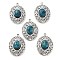 304 Stainless Steel Pendants, Natural Lapis Lazuli Oval Charms, Stainless Steel Color, 21x15x5.5~6.5mm, Hole: 1.5mm