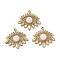 Natural White JadeEye Pendants, 304 Stainless Steel Crystal Rhinestone Charms, Real 18K Gold Plated, PVD Vacuum Plating, 18x19.5x4mm, Hole: 1.5mm