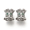 Brass Micro Pave Green Cubic Zirconia Beads, Cadmium Free & Nickel Free & Lead Free, Flower, Real Platinum Plated, 6x6.5mm, Hole: 1.2mm